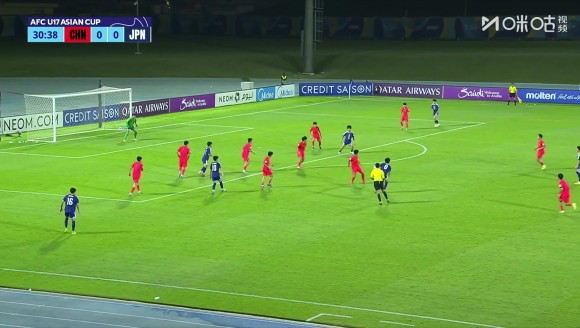U17男足0-1落后日本!里见汰福突入禁区低射远角破门!